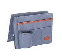Copiel Tasca portaoggetti da letto, porta telecomando da letto appeso per divano con 5 tasche, tasca organizer per divano da comodino per laptop, iPad, riviste, libri, telefono (Blu grigio)