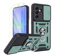 COPIKE Cover Armor per Samsung Galaxy A36 5G con 2 Pezzi Vetro Temperato, Custodia Antiurto Protezione Fotocamera e 360° Metallo Anello Supporto, Verde