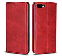 Copmob Cover iPhone 7 Plus,Cover iPhone 8 Plus,Flip Portafoglio Custodia in Pelle,[4 Slot][Supporto Stand][Chiusura Magnetica],Caso Cover Libro Custodia per iPhone 7 Plus/8 Plus - Rosso