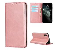Copmob Cover iPhone X/XS,Flip Portafoglio Custodia in Pelle,[4 Slots][Supporto Stand][Chiusura Magnetica],Custodia Cover Case per iPhone X/XS - Oro Rosa