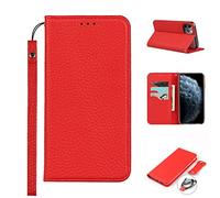 Copmob iPhone 11 PRO Cover,Vera Pelle Flip Portafoglio Custodia in Pelle Genuine,[3 Porta Carte][Chiusura Magnetica][Blocco RFID],Custodia Case Cover per iPhone 11 PRO - Rosso