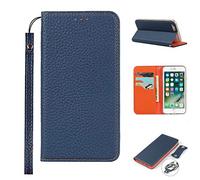 Copmob iPhone 6 Plus Cover/6S Plus,Vera Pelle Flip Portafoglio Custodia in Pelle Genuine,[3 Porta Carte][Chiusura Magnetica][Blocco RFID],Custodia Case Cover per iPhone 6 Plus/6S Plus - Blu Scuro