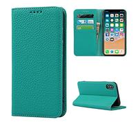 Copmob iPhone XS Max Cover,Flip Vera Pelle Portafoglio Custodia in Pelle Genuine,[4 Slots][Chiusura Magnetica],Custodia Case Cover per iPhone XS Max - Cielo Blu