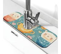 Coppa Alpaca lavello paraspruzzi tappetino per rubinetto, rubinetto della cucina, maniglia del rubinetto, vassoio antigoccia, tappetino per asciugare il bagno (38,1 x 14 cm)