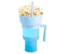 Coppa con ciotola in cima | 2 su 1 su bicchiere da stadio con manico e paglia | Tumbler portatile per viaggio per picnic per esterno per esterno notturno per adulti ristorante automobile stadio teatro