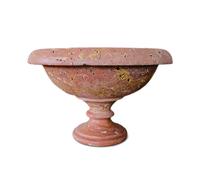 Coppa con Piede Travertino Rosso Scultura Red Travertine Centerpiece H. 19,5 cm