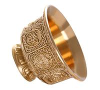 Coppa D’offerta in Rame Dorato, Sette Pezzi, per Pratiche Buddhiste | Motivi Propizi, Stile Classico e Raffinato, Colore Brillante, Uso Rituale Davanti al Buddha