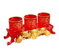 Coppa da altare in ceramica, Set da 3 bicchieri for offerte in plastica con design rosso e oro, for la purificazione 'acqua del Buddha, for l'acqua santa
