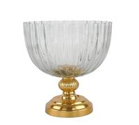 Coppa Decorativa Vetro e Oro Centrotavola Elegante con Base in Alluminio Dorato Disponibile in 2 Misure (M/L) per Casa Eventi e Arredo di Lusso (M)