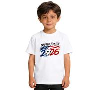 Coppa del Mondo 2026 - Maglietta da calcio a maniche corte per bambini, comoda maglietta sportiva per gli appassionati della gioventù, Bianco-ba, 1-2