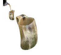 Coppa di acqua di corno - tazza di birra rustica, tazza di bevuta a corno privo di perdite | Tagina fatta per il whisky con manico per uso esterno, tankard da bevanda fredda per campeggio, arre