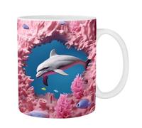 Coppa di ceramica delfino 3D - Cuppa di delfina dipinta piatta, ceramica | TAFFA E TEA TAGHE, DESIGN ORIGINALI OZI, DECI DELFIN, IDEAL per gli amanti del caffè, del latte e del tè a casa o nel Bü