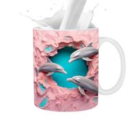 Coppa di ceramica delfino 3D - Cuppa di delfina dipinta piatta, ceramica | TAFFA E TEA TAGHE, DESIGN ORIGINALI OZI, DECI DELFIN, IDEAL per gli amanti del caffè, del latte e del tè a casa o nel Bü