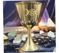 Coppa di Chalice, Triple Moon Pentagram Copper Cagdino Calce di Calice Metal per uso cerimoniale, vino, altare e decorazioni religiose |.Occhiali calici da calice
