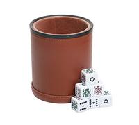 Coppa di dadi in similpelle con dadi da poker, fodera in feltro per giocare a dadi Yahtzee/Farkle/Liars