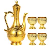Coppa di Offerta Buddista Oro in PP, Set Rituale per Altare Domestico | Stile Retro e Sacro, Parole Auspicio Incise, Salvaspazio su Mensola, per Meditazione e Offerte