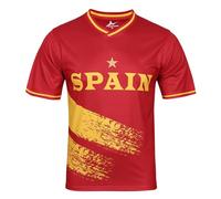 Coppa Europa Calcio Magliette Soccer Tifosi Sport Casual Stampa Girocollo Asciugatura Veloce Traspirante Manica Corta Uomo Donna Fan Coppa America Maglia T Shirt Spagna M