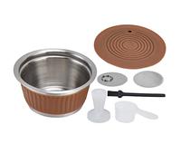 Coppa filtrante per capsule di caffè riutilizzabile e ricaricabile in acciaio inox con pressino per, compatibile con tutte le macchine, include copertura pe (Caffè)