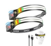 COPPA Lampada Frontale, H4C Headlamp LED Ricaricabile 2 Pack Luce Bianca, Gialla, Rossa, Verde Sensore di Movimento Torcia Frontale Super Luminosa per Campeggio Pesca Escursionismo Arrampicata Jogging