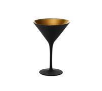 Coppa Martini, in vetro bicolore colore nero, interno color oro cl 24, Set 6 pZ