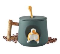 Coppa per cani con coperchio - 420 ml in ceramica creativa per cani, per una coppia carina con cucchiaio sul coperchio, t Coppe per cani | divertente in ceramica