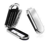 Coppa Per Capelli Pieghevole - Pennello Districante Per Massaggio Liscio | Pettine Di Capelli Argento Elettroplati Con Specchio, Elegante Strumento Di Toelettatura Da Donna Per Viaggi, Luogo Di Lavoro
