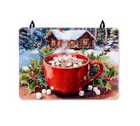 Coppa per fornello elettrico, invernale, accogliente, neve, agrifoglio, in gomma rossa, antiscivolo, piatto, protezione elettrica, tappetino decorativo per piano di lavoro della cucina, 71 x 50 cm