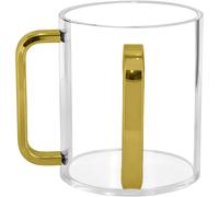 Coppa per Lavaggio delle Mani Giudaica con Doppio Manico, 5" Acrilico Trasparente 800ml, per il Rituale Netilat Yadayim (Oro)