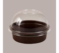 Coppa Tartufo Gelato Plastica Base Marrone Coperchio Trasparente 90cc 50 pz