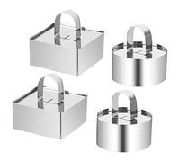 Coppapasta 4 Pcs Anello per Torta 8cm Stampi in Acciaio Inox, Anelli Stampi per Mousse in Pusher Stampo Torta Stampo con Coperchio Acciaio per Realizzare Torte Dessert Mousse al Cioccolato Tiramisù