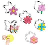 Coppapasta Biscotti Fiore 6 Pezzi Tagliabiscotti Primaverili in Acciaio Inox Forme Farfalla Tulipano Sakura per Dolci Decorazioni Feste Cucina