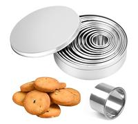 Coppapasta Rotondo,12 PCS Coppapasta Tondi Acciaio Inox Formine per Biscotti Tagliapasta Rotondo per Pasticceria Set Stampi per Biscotti e Dolci Stampo Cerchio per Torte e Tartare