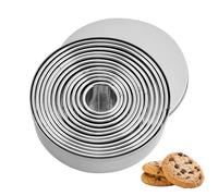 Coppapasta Rotondo, 12Pcs Tagliapasta Aperta Tondo Stampi, Formine per Biscotti in Acciaio Inossidabile per Pasticceria Ciambelle Fudge Mousse Torta (Argento)