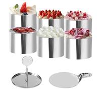 Coppapasta - Set Da 6 Anelli Per Mousse In Acciaio Inox (Ø7.5cm), con pressa e base, design senza giunture, facile da sformare, ideale per dolci, mousse, cottura e impiattamento