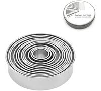 Coppapasta Tondi Acciaio Inox con Scatola Rotonda,Formine Biscotti,12 pezzi