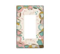 Coppe da caffè singolo interruttore della luce, vintage giocoso chicchi di caffè primavera vapore pesca pastello plastica dimensioni standard piatti decorativi da parete per soggiorno camera da letto