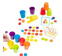 Coppe di impilamento arcobaleno, tazze di impilamento per il bambino | Earch Educational Educational Sviluppo giocattoli | Gioco di pensiero puzzle con 50 domande di domanda di classificazione del col