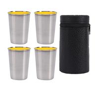 Coppe in acciaio - 4 pezzi riutilizzabili in metallo | Steel Glass | Stackable Drinking Cup for Camping Travel Hiking Outdoor Indoor Activities | Best for Kids Camping Hiking Outdoor Indoor