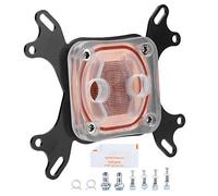 Copper - Base CPU Water Cooling Block with Clear Cover | CPU Water Cooling Block Organic Glass Top and Stainless Steel Bracket with Barbs and Hardware for Listed or Mountin