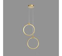 Copper Chandelier LED Light Fixture Acrylic Drop Ceiling Lamp, Boutique Decorat Ring Pendant Lamps, Indoor Suspens Lighting Fixtures for Dining Room Kitchen Island