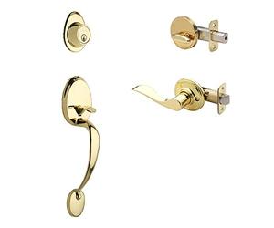 Copper Creek CZ2610 x wlr-pb Mid Century Modern set maniglia anteriore con leva destra Colonial Waver lie Trim, in ottone lucido