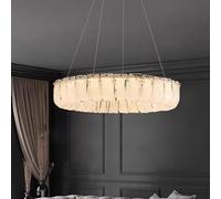 Copper Living room Circular LED Pendant lamp Modern Simple Villa Decor Bedroom Dining room light luxury Glass Chandelier