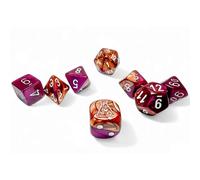 Copper Purple Gemini Dice with White Numbers 7+1 Lab Dice Set 16mm (5/8in) Chess