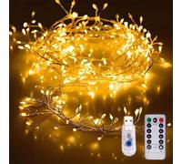 Copper Wire Firecracker Light String, LED Cluster Fairy Lights With Remote Control, Holiday Decoration Copper Wire Atmosphere Lights, For Bedroom, DIY, Party, Christmas Tree, Garden (Warm,9M)