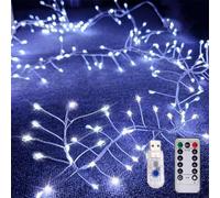 Copper Wire Firecracker Light String, LED Cluster Fairy Lights With Remote Control, Holiday Decoration Copper Wire Atmosphere Lights, For Bedroom, DIY, Party, Christmas Tree, Garden (White,9M)