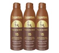 Coppertone Tanning Sunscreen Spray, SPF 15 Broad Spectrum Tanning Sunscreen, Water Resistant Sunscreen, 5,5 Oz, confezione da 3