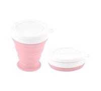 Coppetta pieghevole Coppetta in silicone Tazza for acqua pieghevole portatile in silicone 200/350 ml telescopica con coperchio for campeggio da viaggio(Pink,200ml)