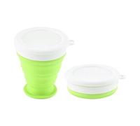 Coppetta pieghevole Coppetta in silicone Tazza for acqua pieghevole portatile in silicone 200/350 ml telescopica con coperchio for campeggio da viaggio(Green,350ml)