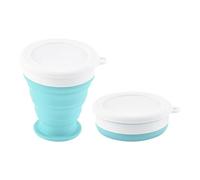 Coppetta pieghevole Coppetta in silicone Tazza for acqua pieghevole portatile in silicone 200/350 ml telescopica con coperchio for campeggio da viaggio(Blue,350ml)