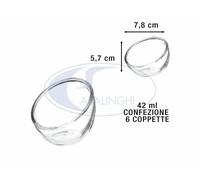 COPPETTA VETRO SET 6 PZ. CM.7,8X5,7h ML.42 SALSE DESSERT STUZZICHINI SNACK